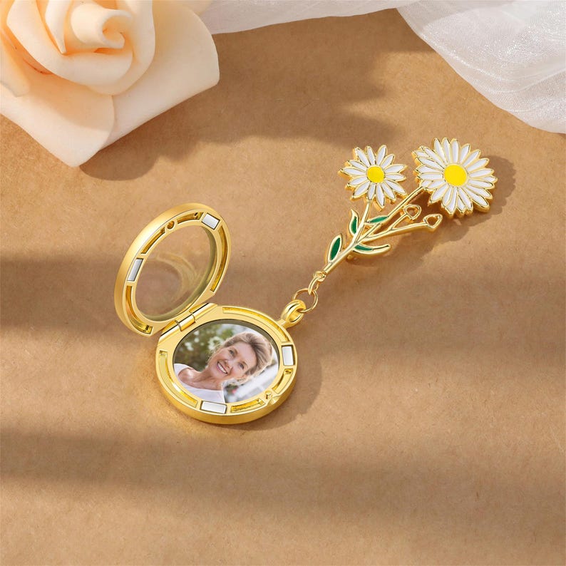 Broche Personalizado Com Foto, Broche Personalizado Com Flor De Nascimento E Foto, Broche Para Mulheres, Presente Para Mães.