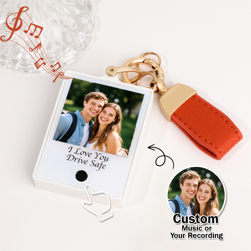 Custom Keychain With Photo and Text – Meaningful Gift with Your Personalized Music or Recording For Dad, Mom, Family, Friends