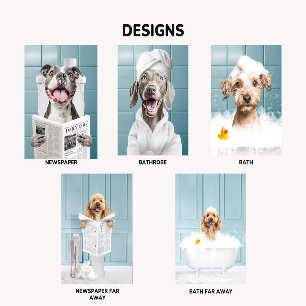 Retrato De Animal De Estimação Personalizado A Partir De Foto, Arte De Parede Para Quarto De Hóspedes, Arte Engraçada Para Banheiro - CustWitPT