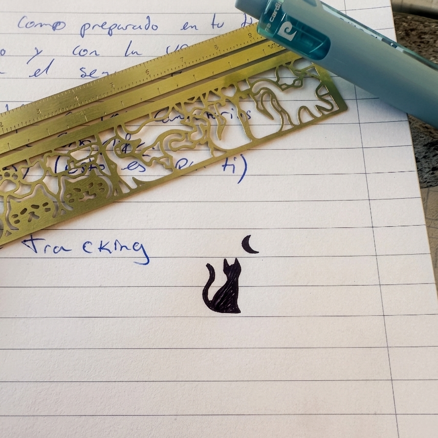 3-in-1 Cat Bookmark Ruler – Metal Cat Drawing Stencil & Reading Bookmark