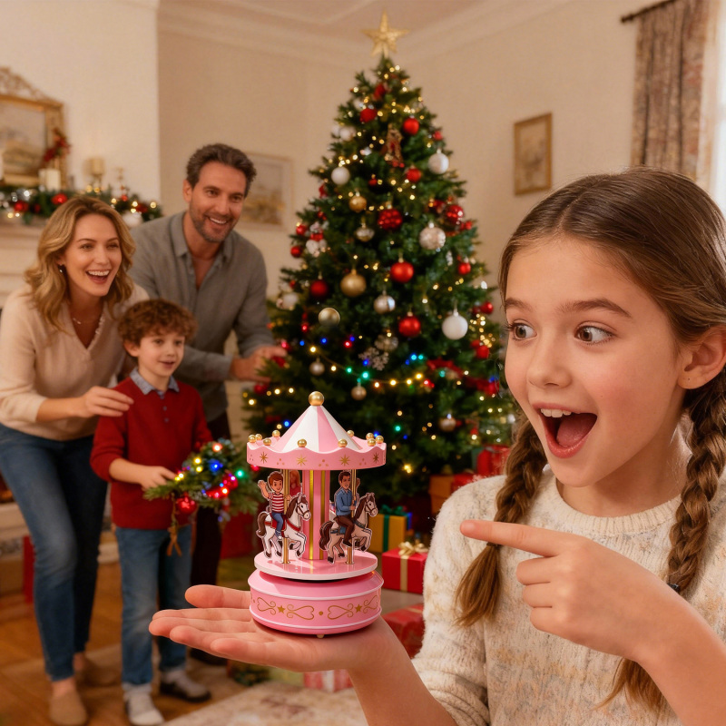 Enfeite De Mesa Personalizado Com Carrossel De Retratos, Caixa De Música, Para Membros Da Família. Presente Ideal Para Familiares.