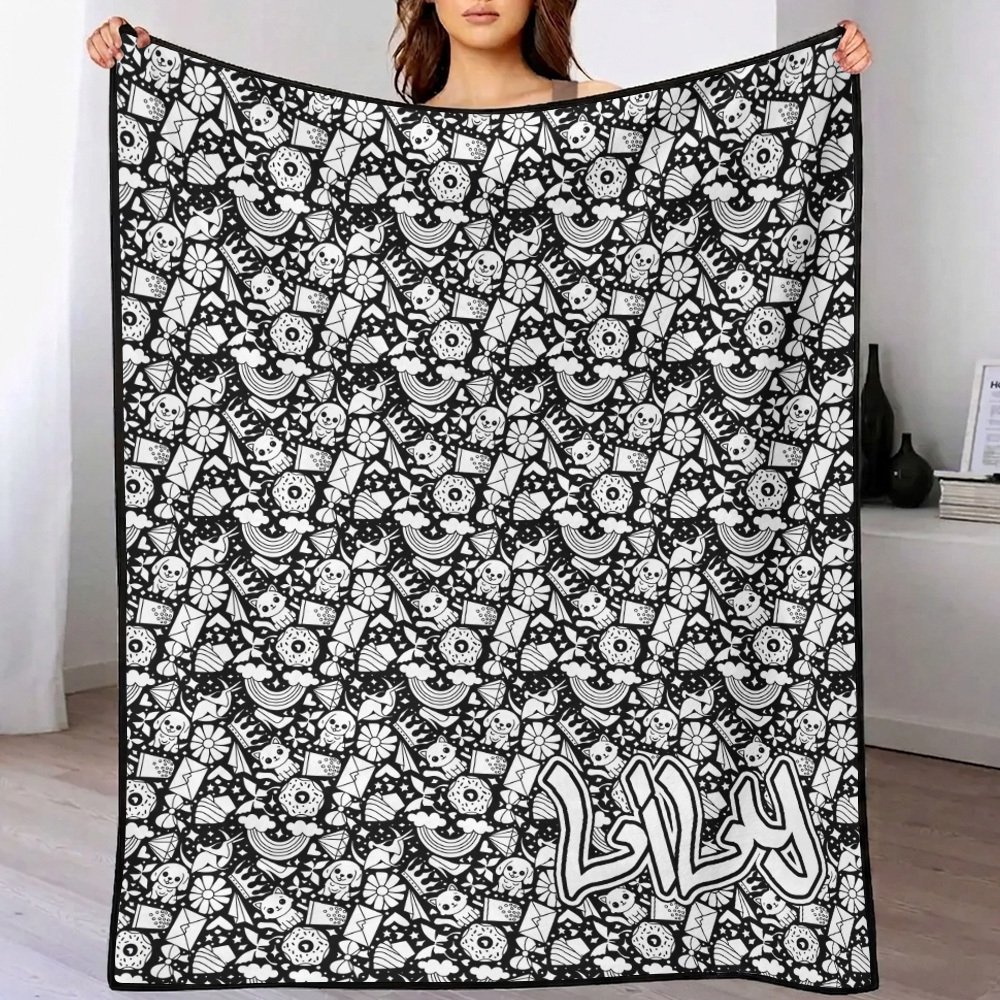 Cobertor De Desenho DIY (conjunto De Marcadores Opcional De 24 Cores) Crie Seu Cobertor De Arte Cobertor De Lembrança Lavável Para Crianças E Adultos - CustWitPT