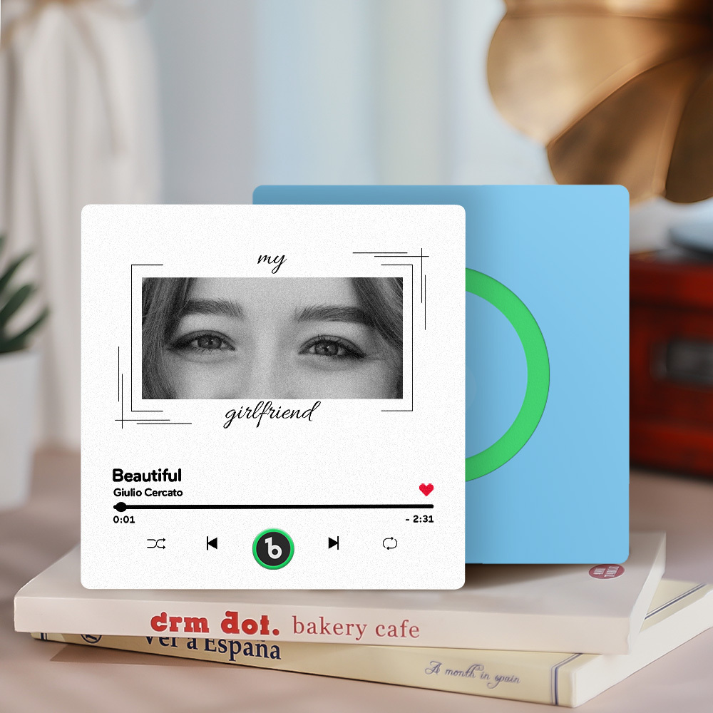 Custom Eyes and Name Music Fridge Magnet and Photo with Frame Music Wall Photo Sticker Music Movement That Can Be Played Best Gifts for Her - CustWitUK