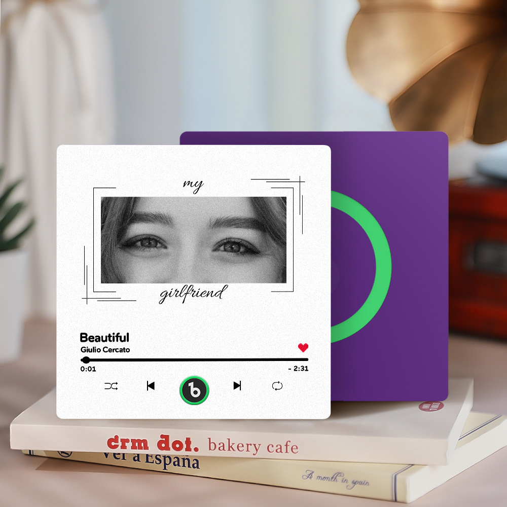 Custom Eyes and Name Music Fridge Magnet and Photo with Frame Music Wall Photo Sticker Music Movement That Can Be Played Best Gifts for Her - CustWitUK