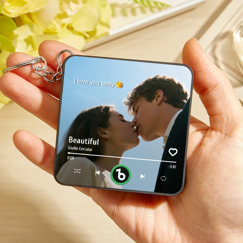 Chaveiro Com Ímã De Geladeira Personalizado Com Foto - Caixa De Música - Presente Ideal Para O Dia Dos Namorados - Presente De Aniversário Para Ela