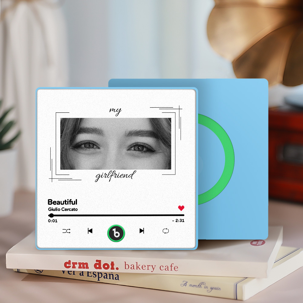 Custom Eyes and Name Music Fridge Magnet and Photo with Frame Music Wall Photo Sticker Music Movement That Can Be Played Best Gifts for Her - CustWitUK