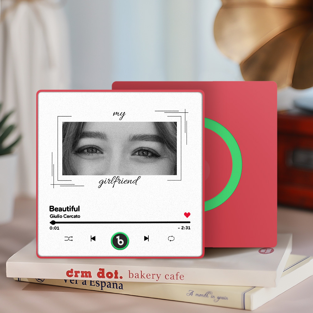 Custom Eyes and Name Music Fridge Magnet and Photo with Frame Music Wall Photo Sticker Music Movement That Can Be Played Best Gifts for Her - CustWitUK