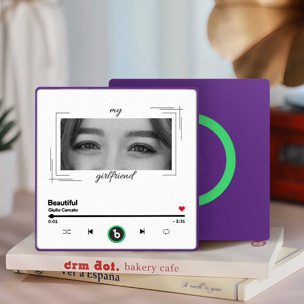 Custom Eyes and Name Music Fridge Magnet and Photo with Frame Music Wall Photo Sticker Music Movement That Can Be Played Best Gifts for Her - CustWitUK