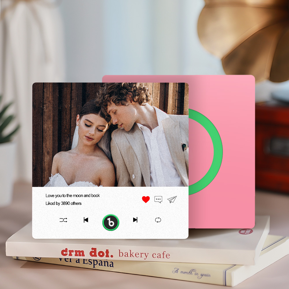 Custom Photo and Text Music Fridge Magnet with Colorful Frame Music Wall Photo Sticker Music Movement That Can Be Played - CustWitUK