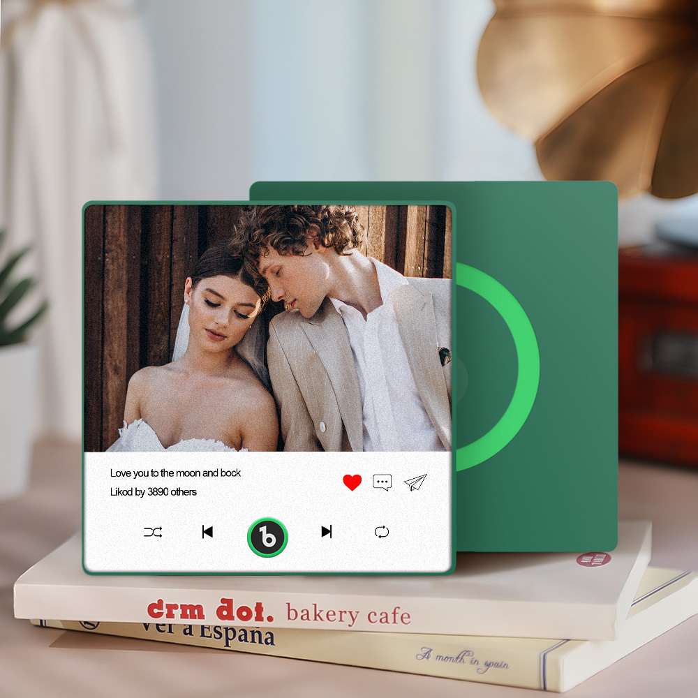 Custom Photo and Text Music Fridge Magnet with Colorful Frame Music Wall Photo Sticker Music Movement That Can Be Played - CustWitUK