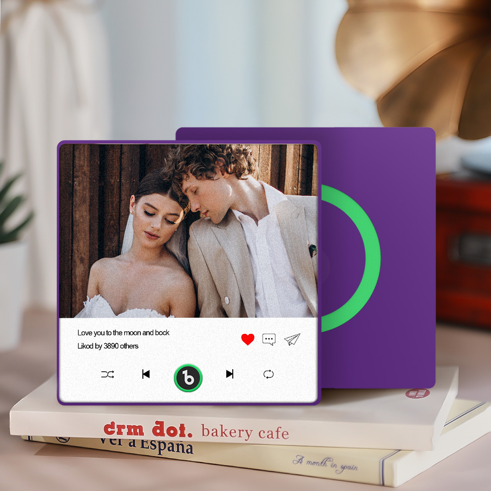 Custom Photo and Text Music Fridge Magnet with Colorful Frame Music Wall Photo Sticker Music Movement That Can Be Played - CustWitUK