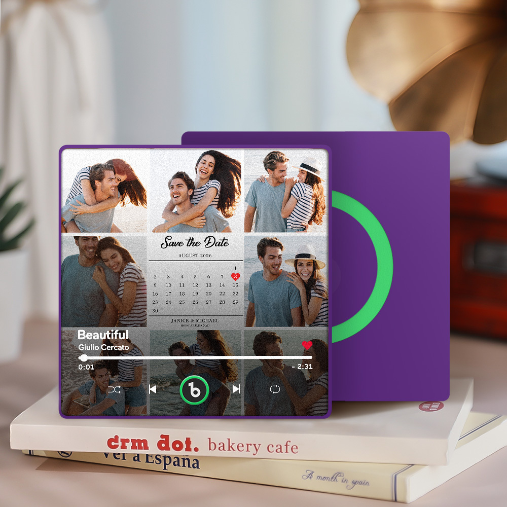 Custom Photo and Calendar Music Fridge Magnet Custom Text Frame Music Wall Photo Sticker Music Movement That Can Be Played Gifts for Anniversary - CustWitUK