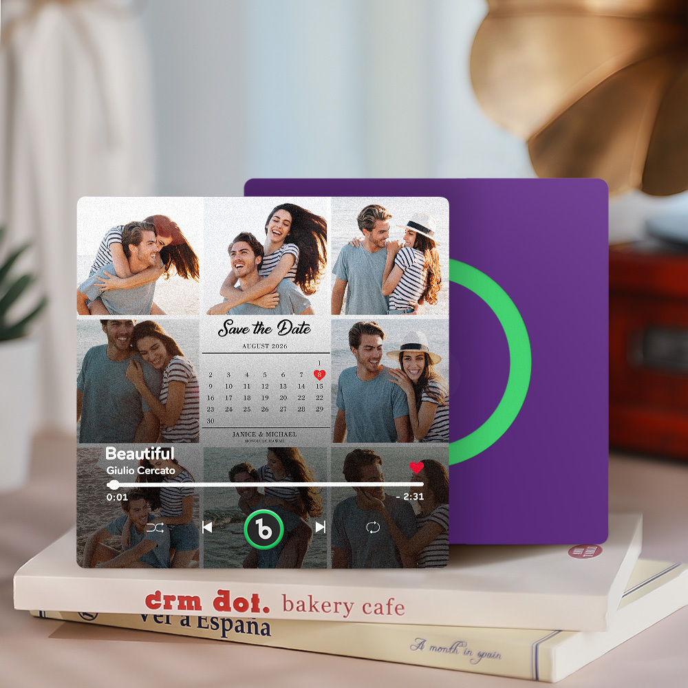 Custom Photo and Calendar Music Fridge Magnet Custom Text Frame Music Wall Photo Sticker Music Movement That Can Be Played Gifts for Anniversary - CustWitUK