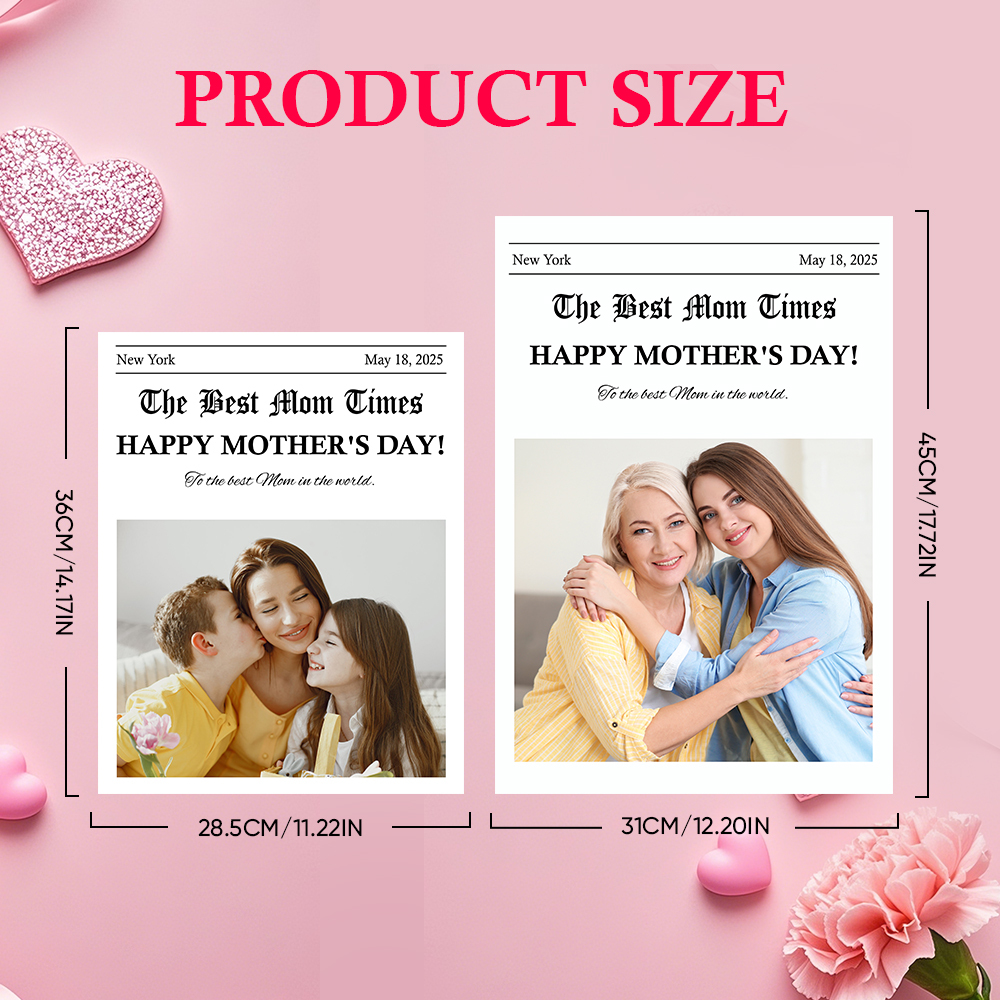 Cartaz De Jornal Personalizado Com Foto E Texto Para O Dia Das Mães, Presente Personalizado Para O Dia Das Mães - CustWitPT
