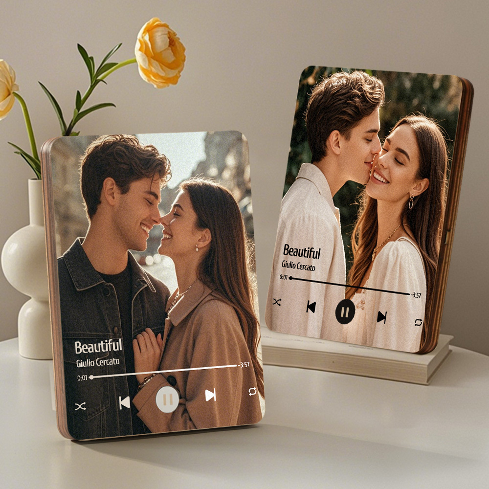 Moldura De Foto Musical Personalizada Que Toca Música Sem Celular, Toca-discos De Madeira, Presentes De Aniversário De Casamento - CustWitPT