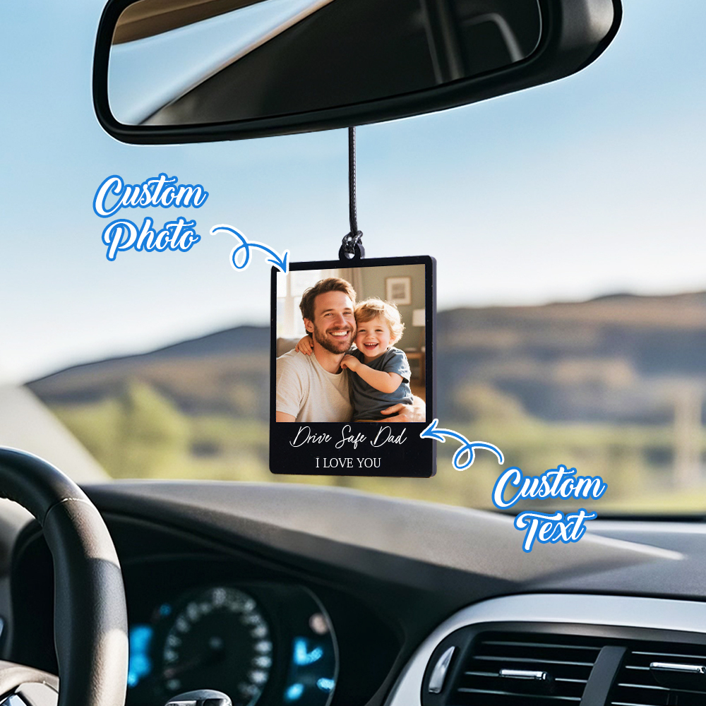 Enfeite De Carro Personalizado Com Foto E Texto, Presente Personalizado Para Família E Amigos, Enfeite De Carro Com Direção Segura, Presentes Para O Dia Dos Pais - CustWitPT