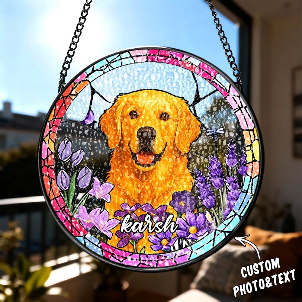 Vitral Personalizado Com Retrato De Cachorro, Presente Memorial Para Animais De Estimação, Presente Em Homenagem A Cachorros E Animais De Estimação. - CustWitPT