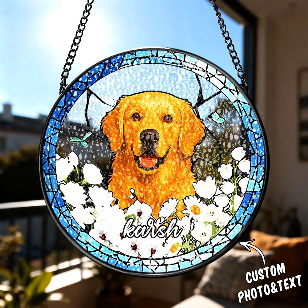 Vitral Personalizado Com Retrato De Cachorro, Presente Memorial Para Animais De Estimação, Presente Em Homenagem A Cachorros E Animais De Estimação. - CustWitPT