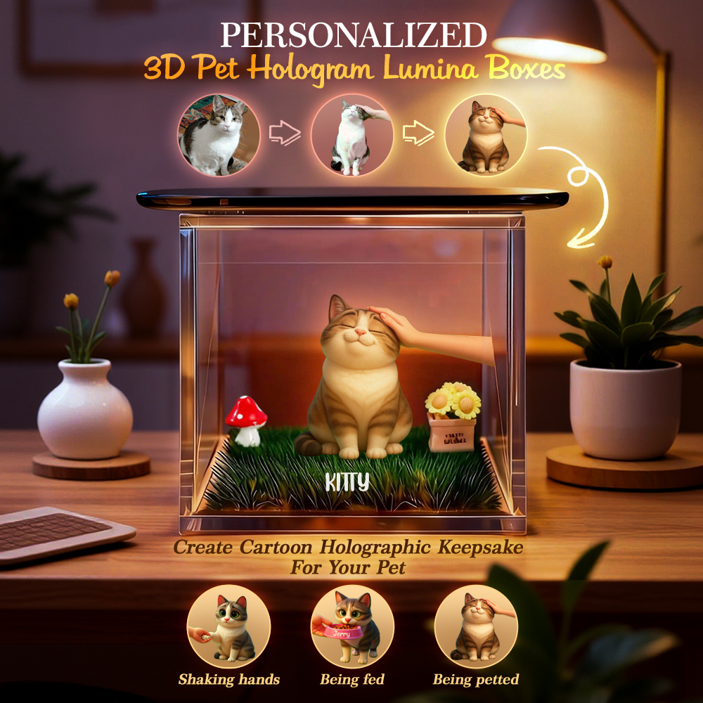 Pet Cartoon Holographic Lumina Boxes | High-Transmittance Holographic Material Image DIY Pet Holographic House For Dogs/Cats