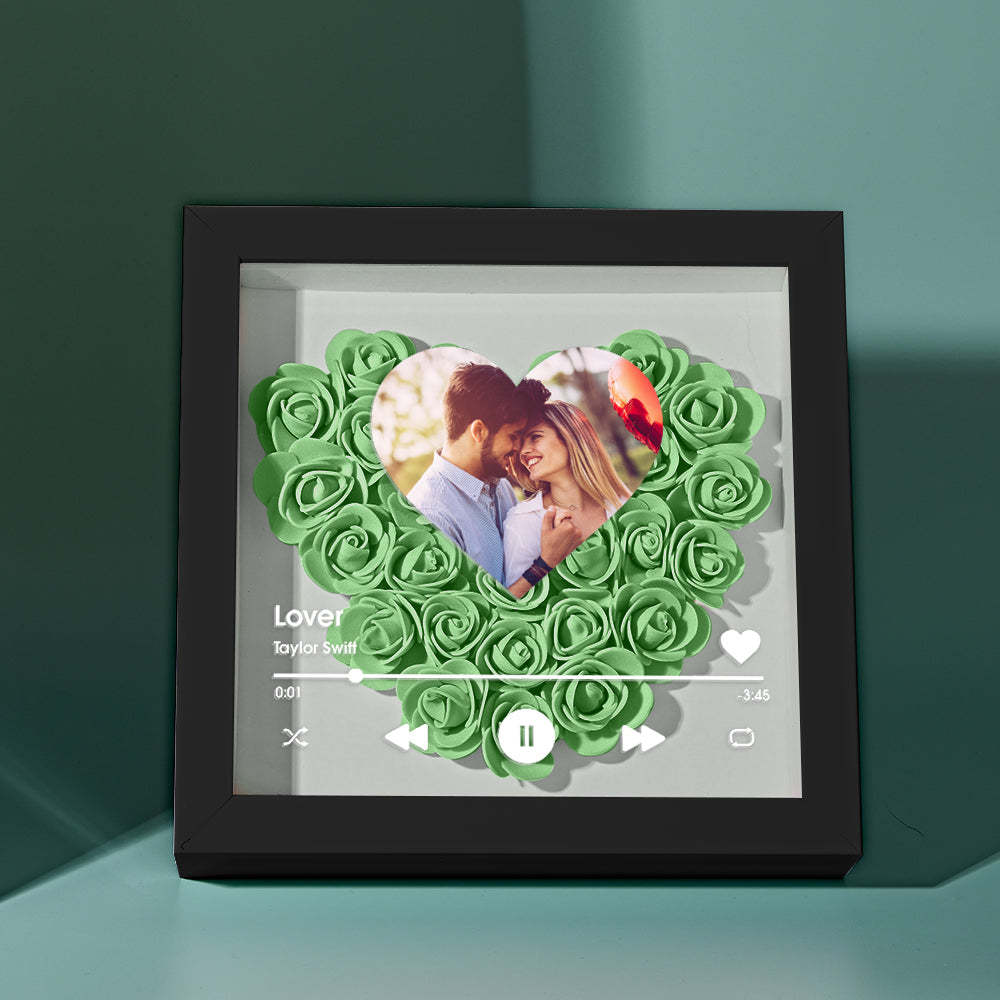 Custom Heart Flower Shadow Box with Photo Romantic Gifts for Lover - CustWitUK