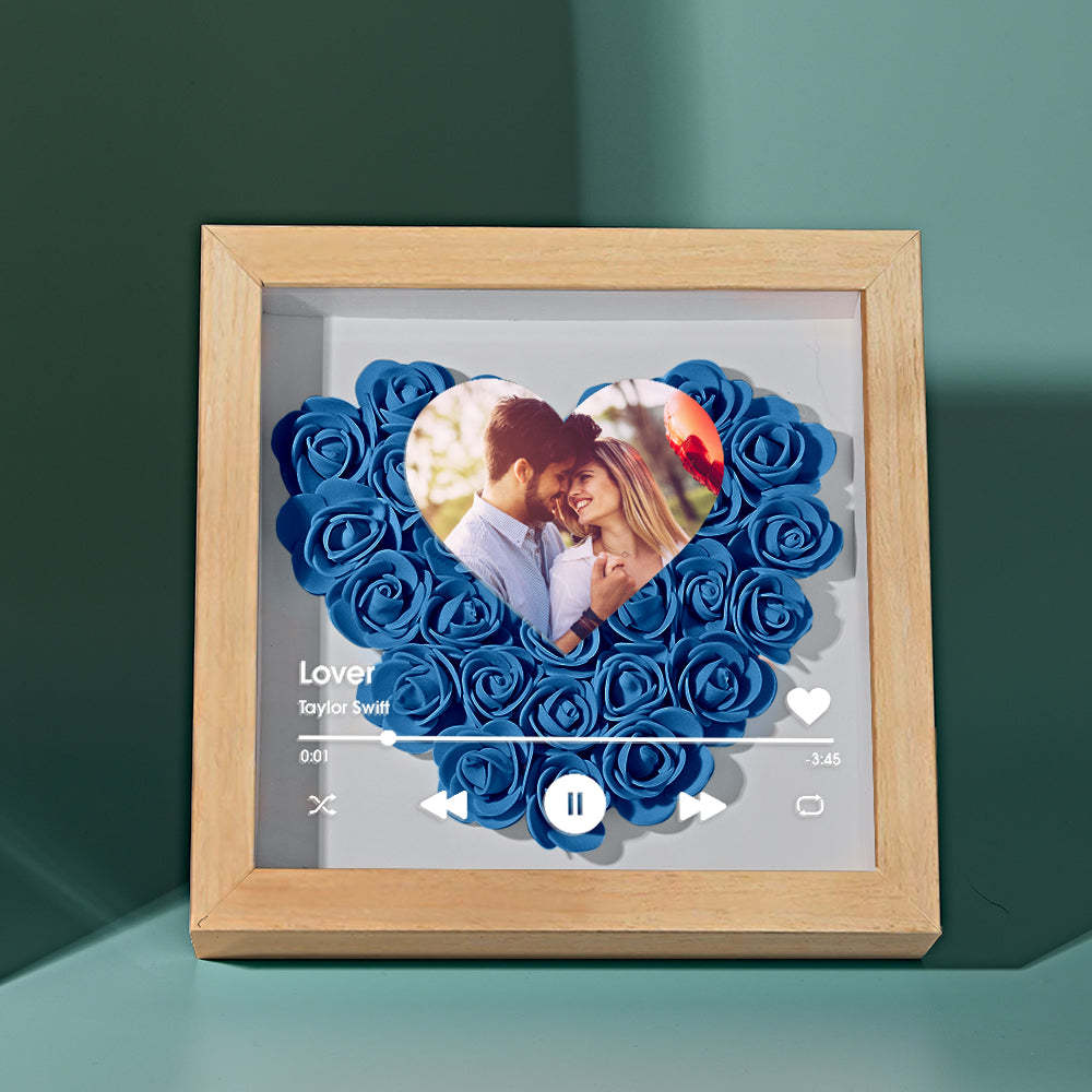 Custom Heart Flower Shadow Box with Photo Romantic Gifts for Lover - CustWitUK