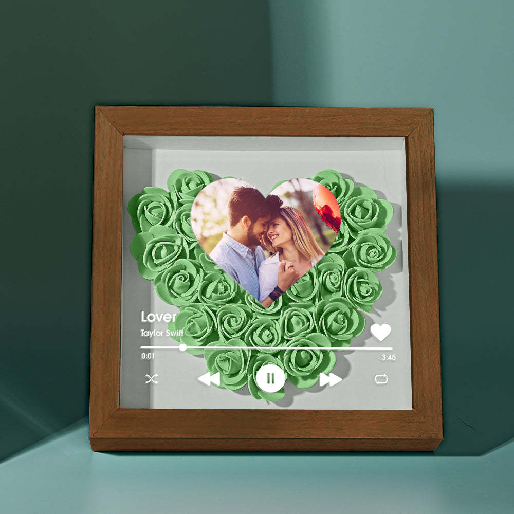 Custom Heart Flower Shadow Box with Photo Romantic Gifts for Lover - CustWitUK