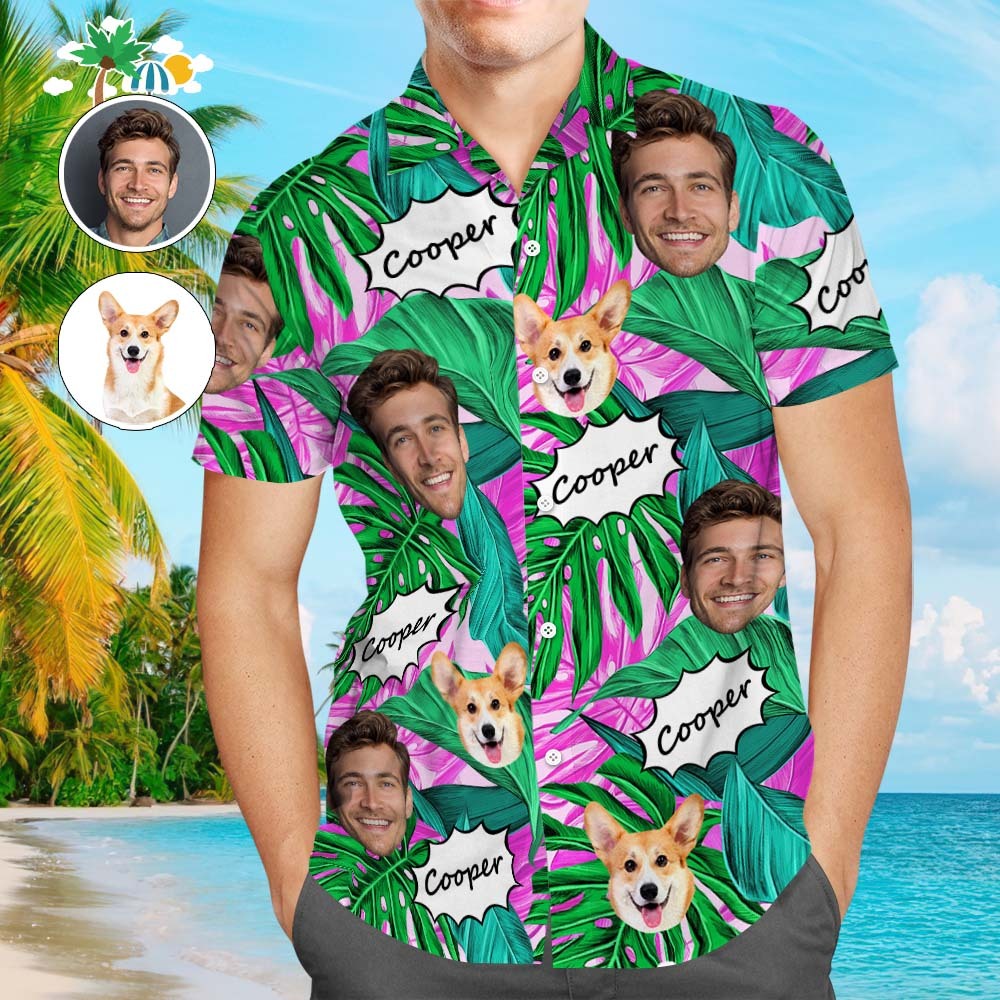 Customize Hawaiian Shirts with Pet Face Prints to Give Pet Owners a Tropical Look