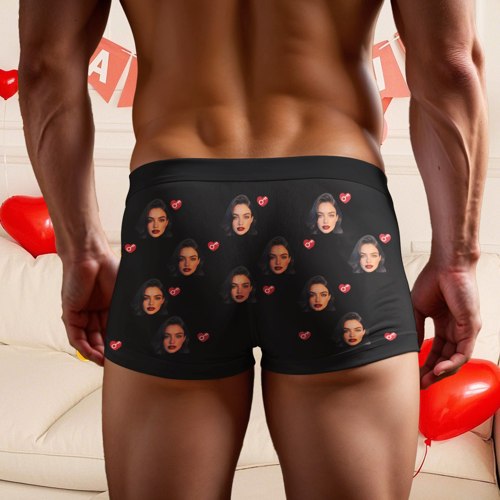 Custom Photo Men's Boxer Shorts Personalized Her Key Property Of Brief Boxer with Name Valentine's Day Gift