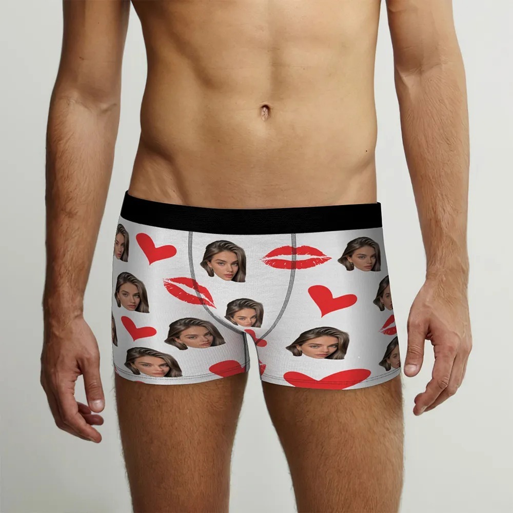 Personalized Red Lips, Custom Underwear, Custom Photo Underwear, Custom Photo Christmas Panties