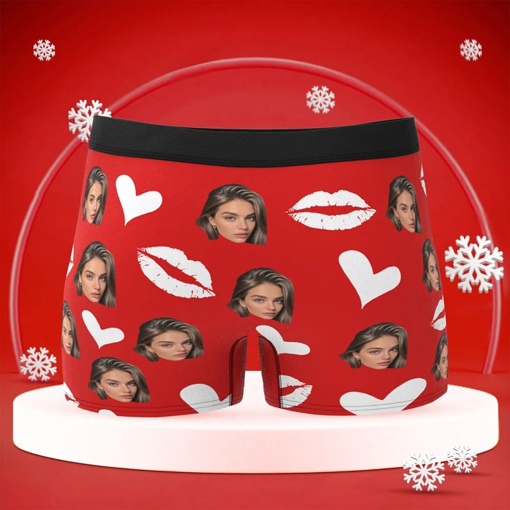 Personalized Red Lips, Custom Underwear, Custom Photo Underwear, Custom Photo Christmas Panties