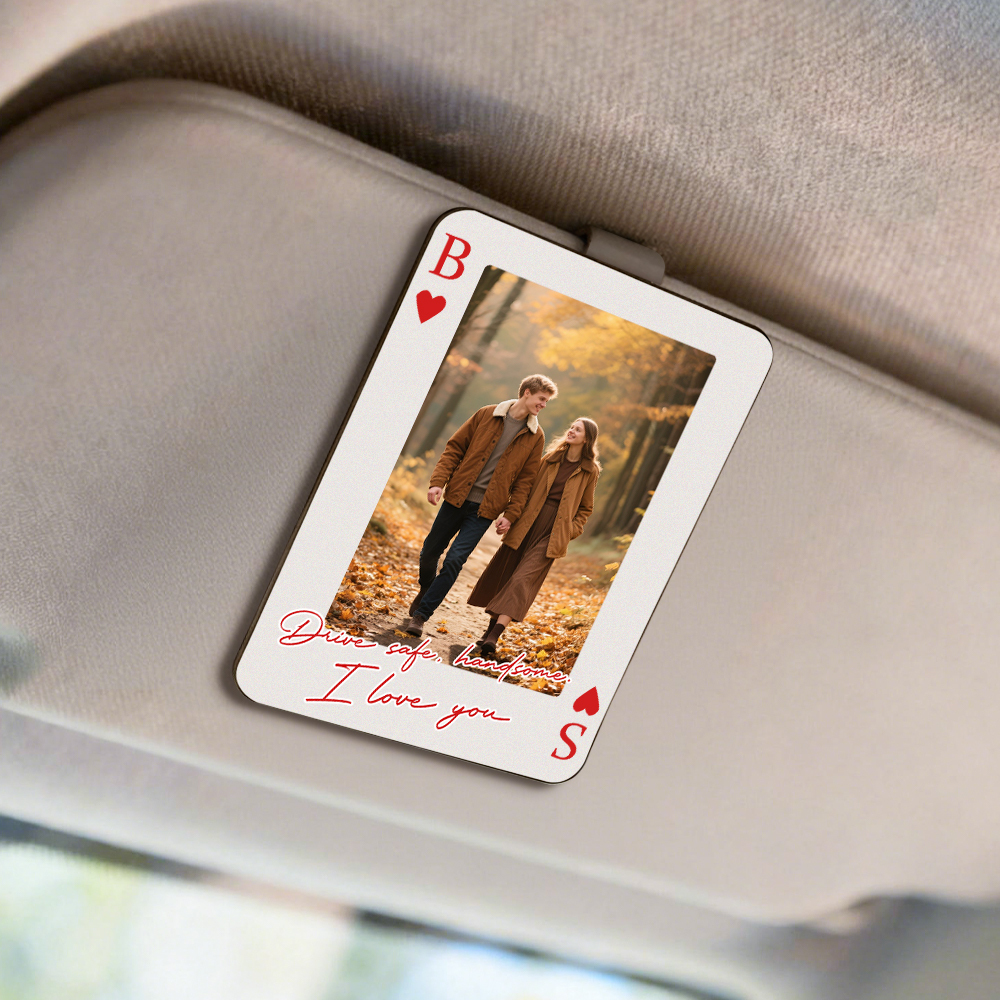 Clipe de Visor com Foto Estilo Cartas – Presente Romântico de Dia dos Namorados