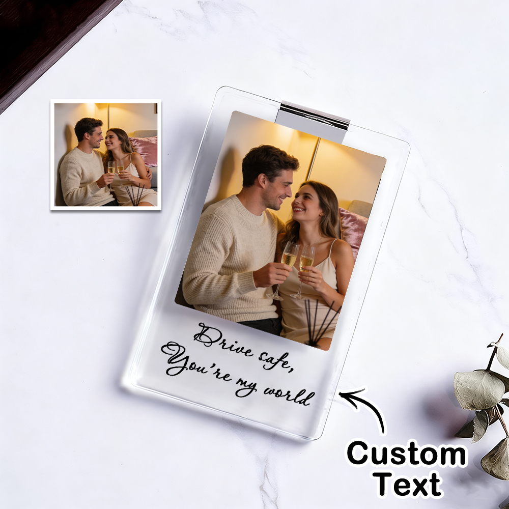 Personalized Car Photo Holder – Custom Sun Visor Clip | Couple Gift