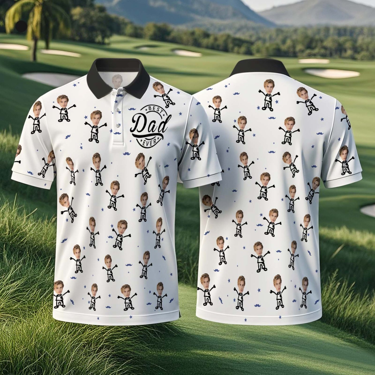 Camisa Polo Com Foto Personalizada, O Melhor Presente Para O Pai, Avô E Dia Dos Pais - CustWitPT