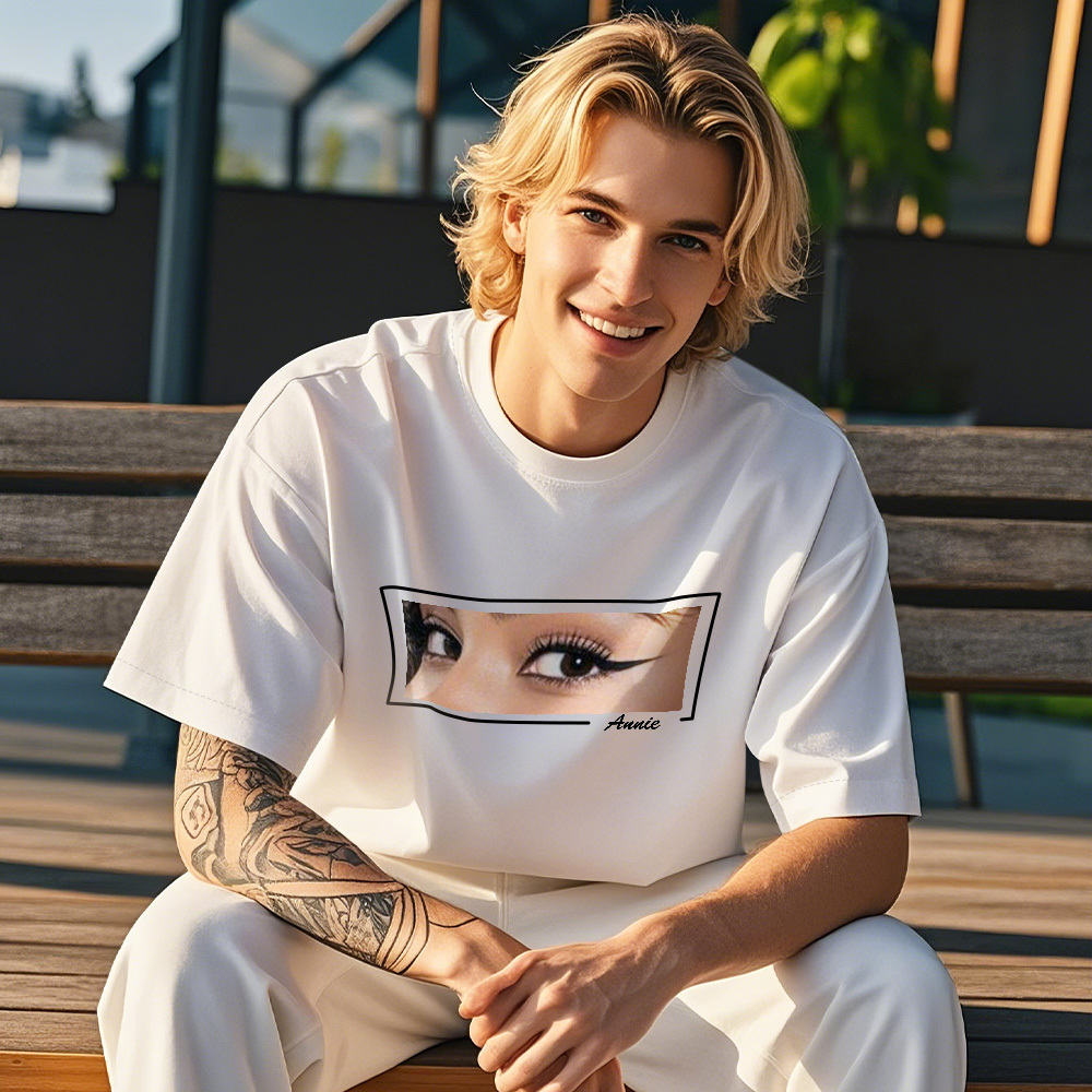 Olhos Personalizados Com Capuz, Camiseta Com Olhos De Alguém Querido, Arte De Olhos Personalizada, Esboço De Arte De Olhos Exclusivo Com Foto, Presente Para Ela - CustWitPT