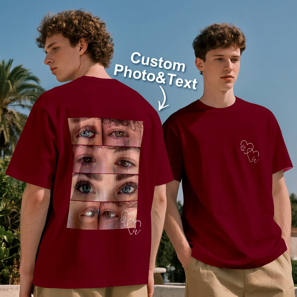 Camiseta Com Foto Personalizada, Camisa Com Olhos Personalizados Para Casal - CustWitPT