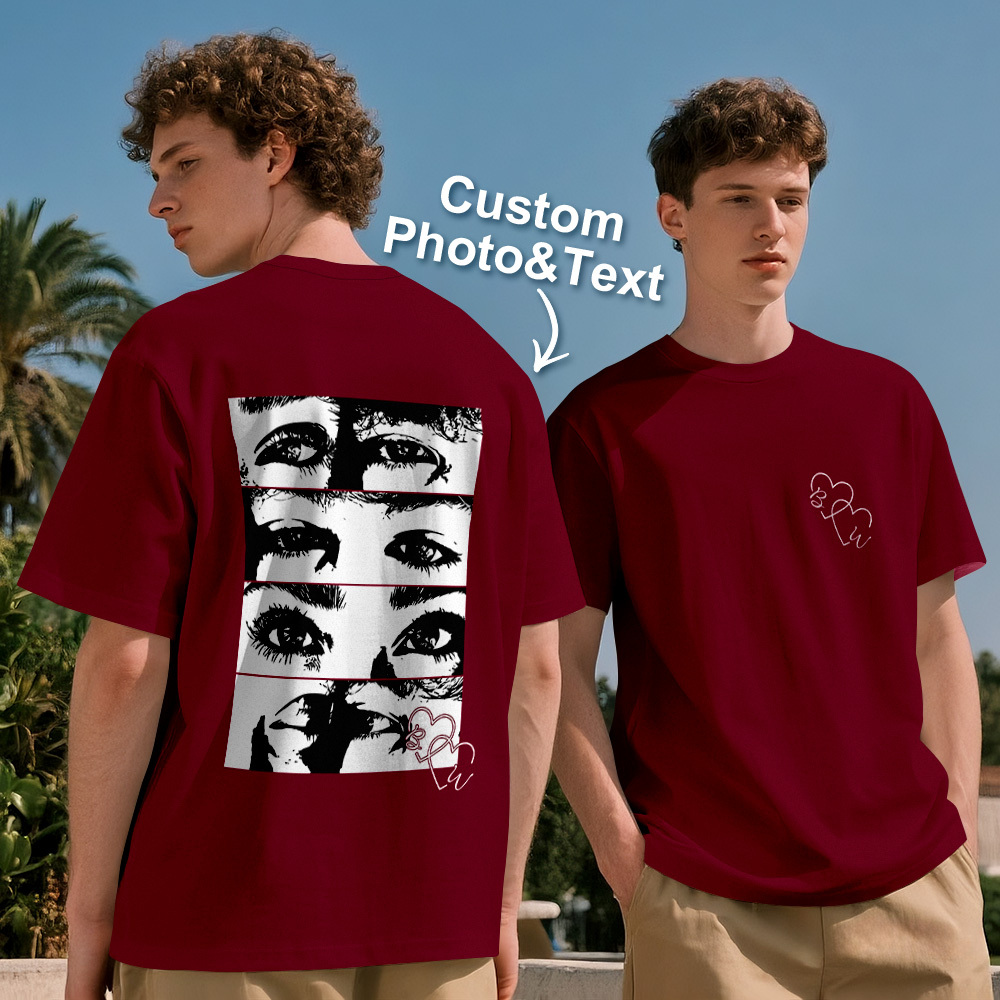 Camiseta Com Foto Personalizada, Camisa Com Olhos Personalizados Para Casal - CustWitPT