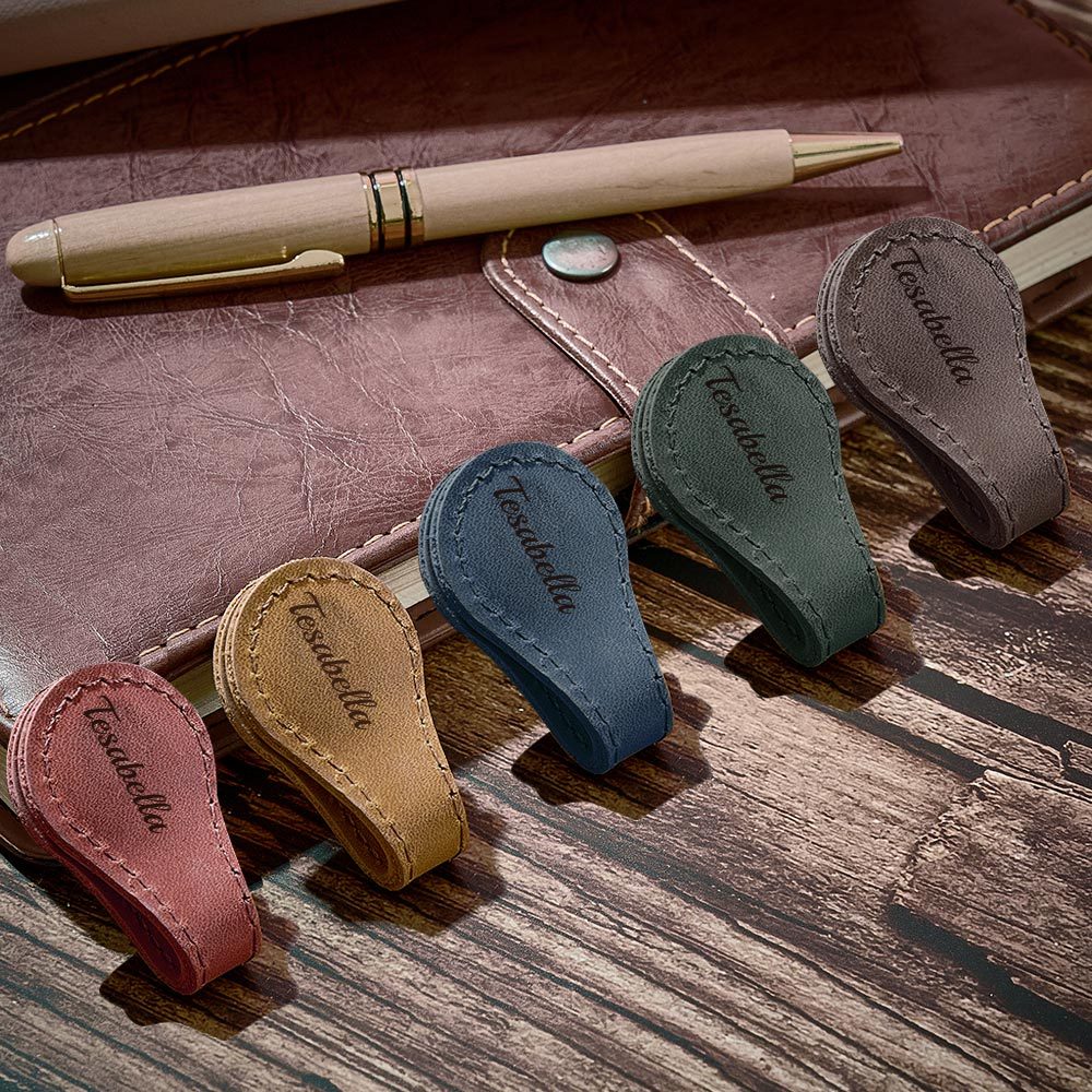 Custom Leather Bookmark Personalized Name Engraved Magnetic Bookmark Gift - CustWitUK