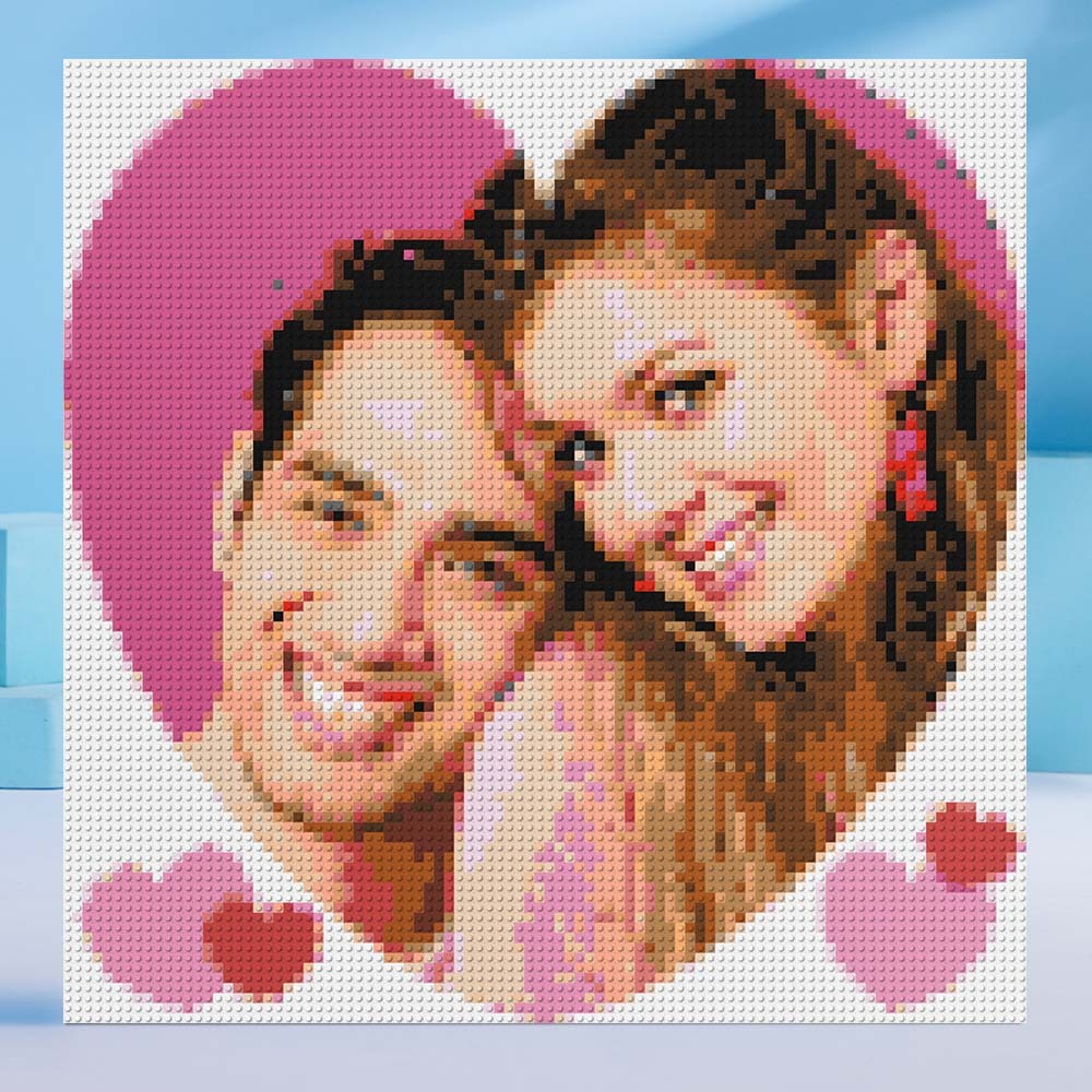 Gifts for Her Couple Pixel Mosaic Art Custom Photo Puzzle Frame - CustWit