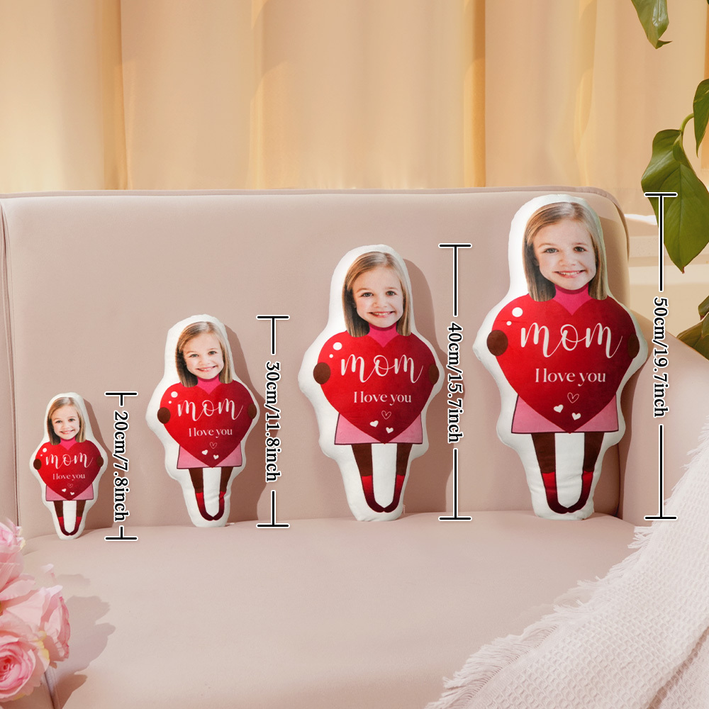 Almofada 'eu Te Amo' Com Foto De Rosto Personalizada, Almofada Minime, Presente Divertido Para O Dia Das Mães - CustWitPT