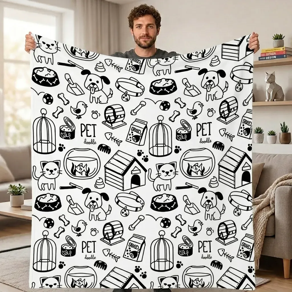 Cobertor De Desenho DIY, Rabisque Seus Próprios Cobertores, Pintura Lavável Personalizável E Cobertores De Brincar Para Adultos - CustWitPT