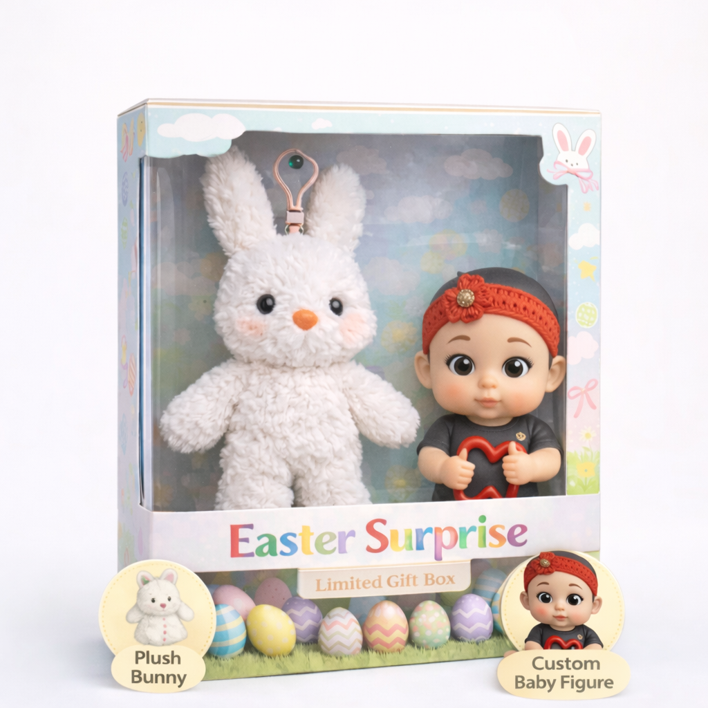 Caixa De Presente Personalizada Com Figura De Bebê 3d – Conjunto De Coelhinho Da Páscoa Personalizado