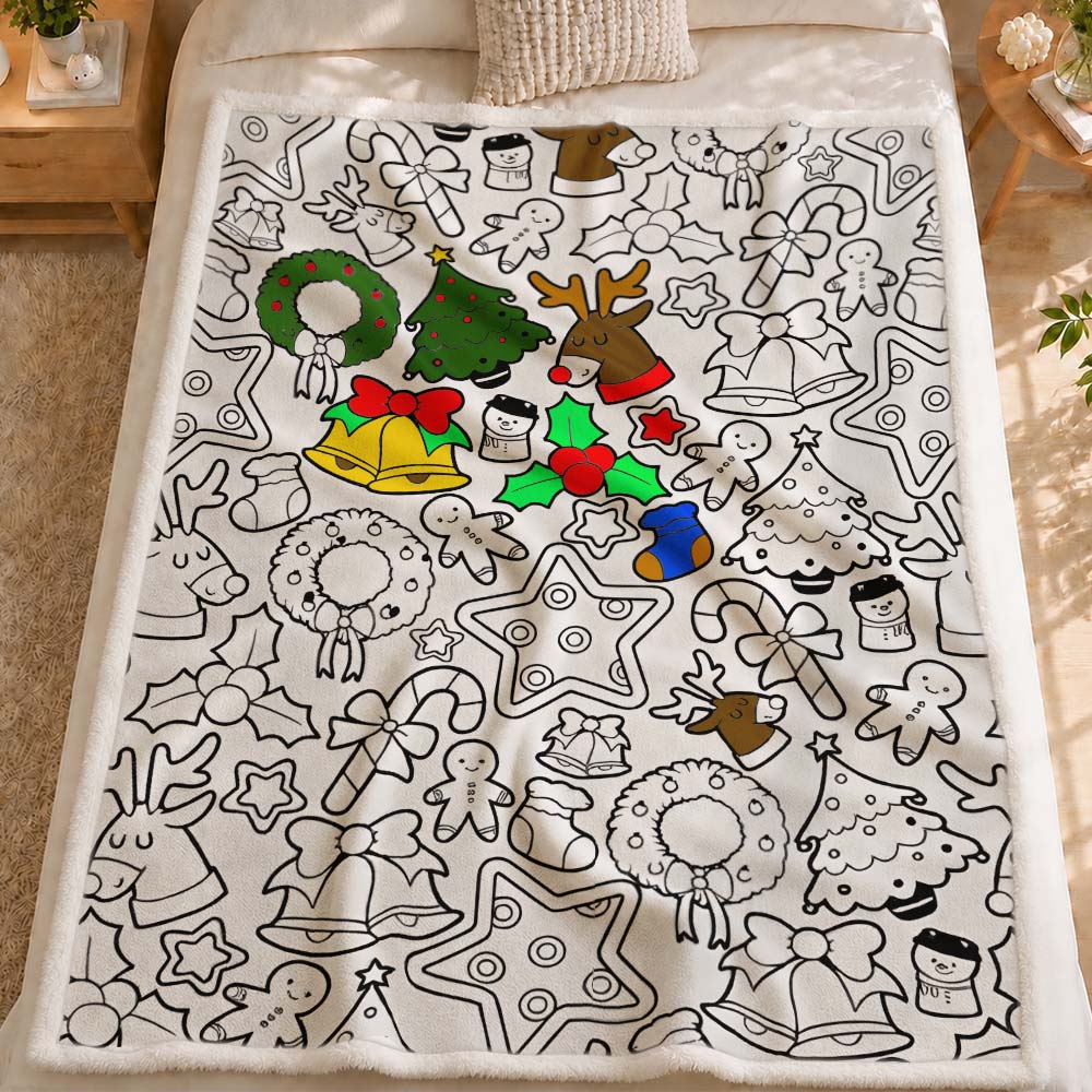 Cobertor De Arte Criativa DIY, árvore De Natal, Cobertor De Arte Colorfast Lavável Personalizável Para Crianças E Adultos