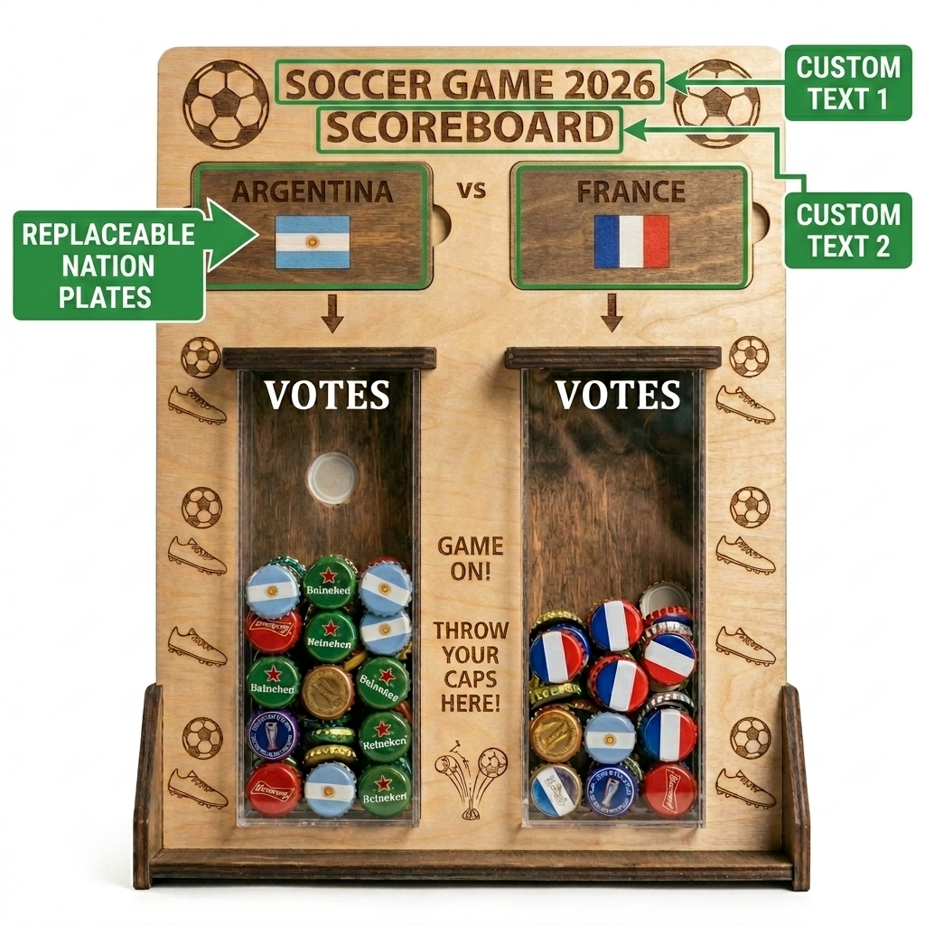 Tampa de garrafa de futebol personalizada Placa de votação Suporte de equipe personalizada Placar Suporte de tampa de cerveja para assistir festas Pub Bar Jogos e presentes para fãs de futebol - CustWitPT