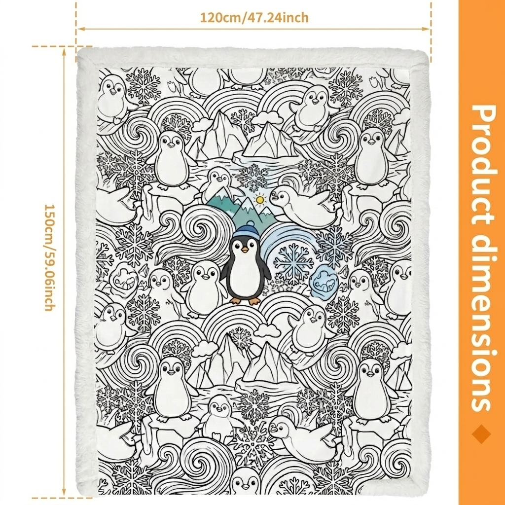 Cobertor De Desenho DIY Doodle Cobertores De Vida Marinha, Cobertores De Arte Laváveis ​​personalizáveis ​​para Crianças E Adultos