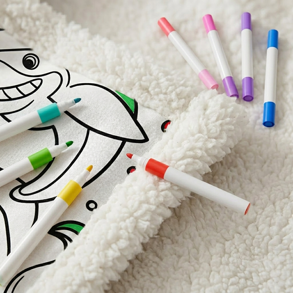 Cobertor De Desenho DIY Doodle Cobertores De Vida Marinha, Cobertores De Arte Laváveis ​​personalizáveis ​​para Crianças E Adultos - CustWitPT