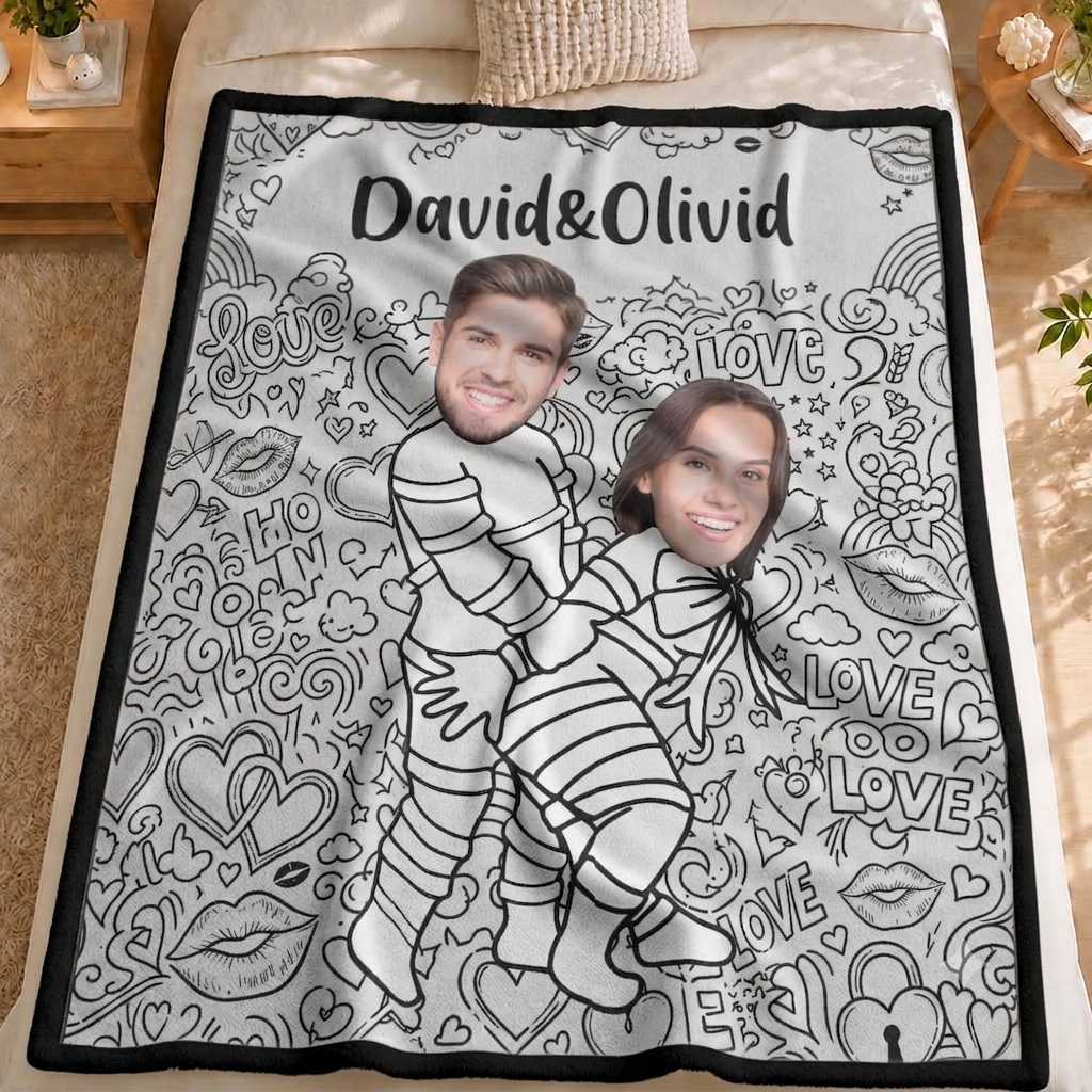 DIY Drawing Blanket Naughty Couple Style Personalized Face Style Draw Your Own Blankets, Customizable Washable Diys Drawings Blanket Kits, You Can Draw Fuzzy Velvet, Creative Diys Drawings Blankets for Couples
