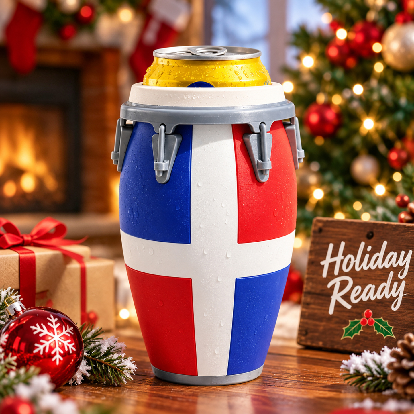 Custom 3D Printed Conga Style Can Holder Puerto Rican Flag Boricua Tumbler Caribbean Gift 12oz