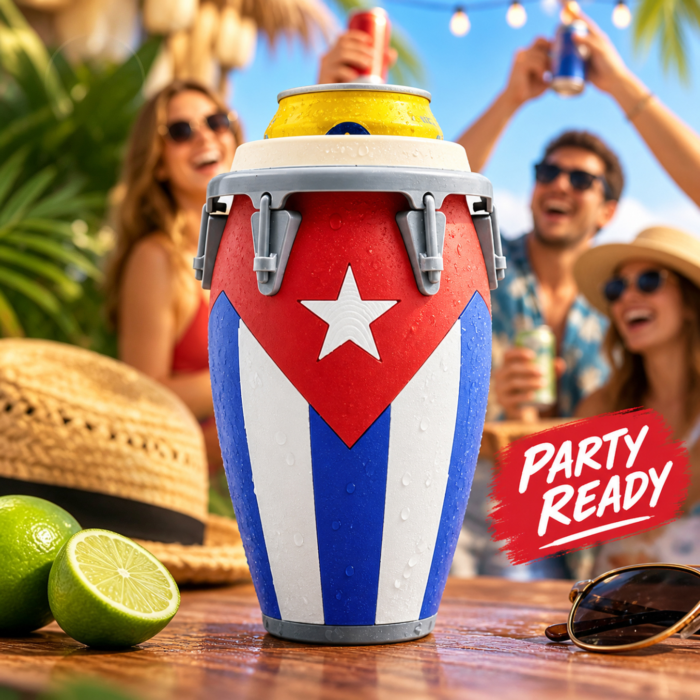 Custom 3D Printed Conga Style Can Holder Puerto Rican Flag Boricua Tumbler Caribbean Gift 12oz