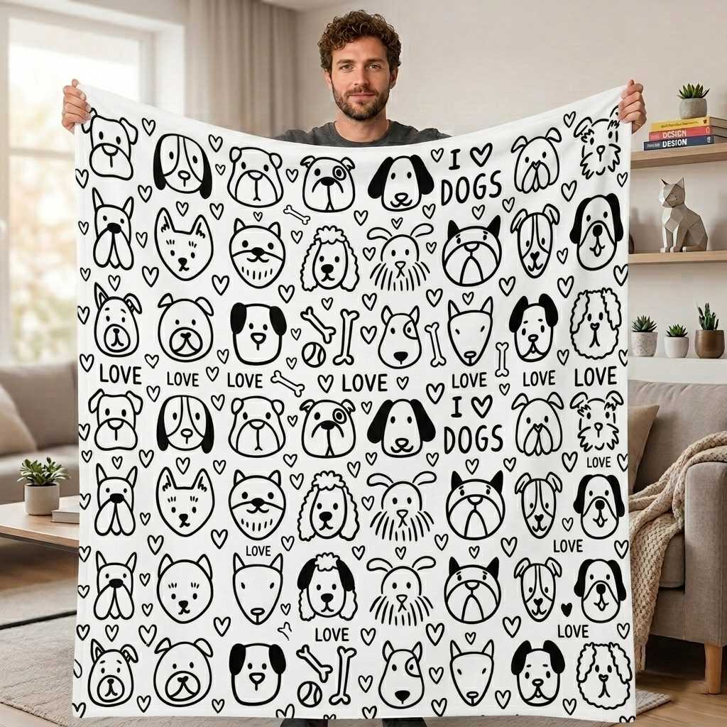Cobertor De Desenho Diy Doodle Gatos E Cães Cobertores Para Animais De Estimação, Cobertores De Arte Laváveis ​​personalizáveis ​​para Amantes De Gatos - CustWitPT