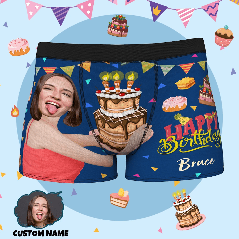 Cuecas Boxer Masculinas Com Estampa Completa E Nome Personalizado, Presente Perfeito Para Seu Marido E Seu Namorado - CustWitPT